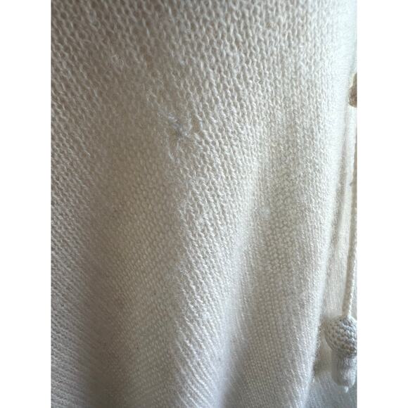 Calypso St. Barth Cashmere Tassel Pullover Ivory Long Sleeve Pocket Sweater L - Picture 9 of 10